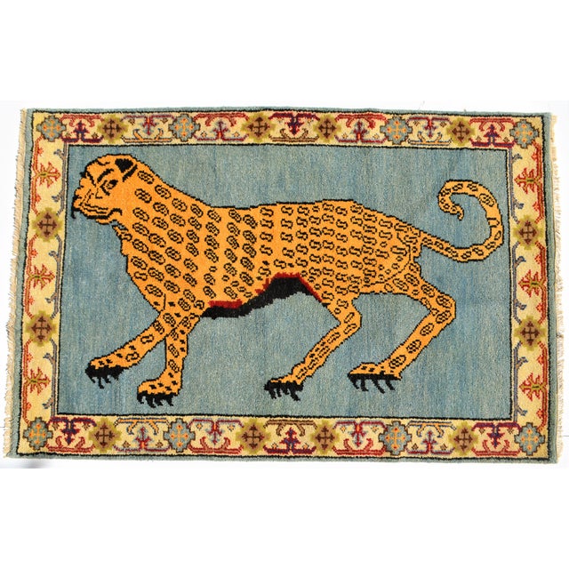 Turkish Vintage Turkish Leopard Hunting Design Rug- 4′ × 6′ For Sale - Image 3 of 8
