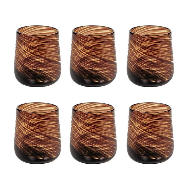Tory Tortoise Stemless All Purpose Glasses, Set of 6 For Sale - Image 4 of 4