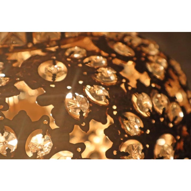 1990s Hollywood Regency Gilt Metal and Crystal Lantern, 1999 For Sale - Image 5 of 18