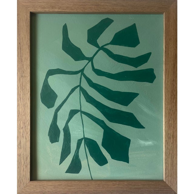 2026 Contemporary Set of Nine Abstract Fern Paintings on Paper Framed in Walnut Frames by Artist r.k. Red For Sale - Image 10 of 11