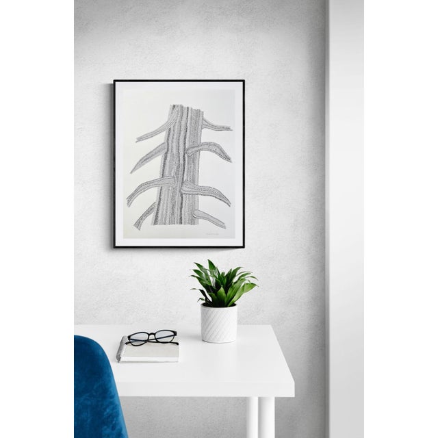 This piece features a stylized tree trunk drawn with tiny circles with black ink pen on paper. A contemporary twist on...