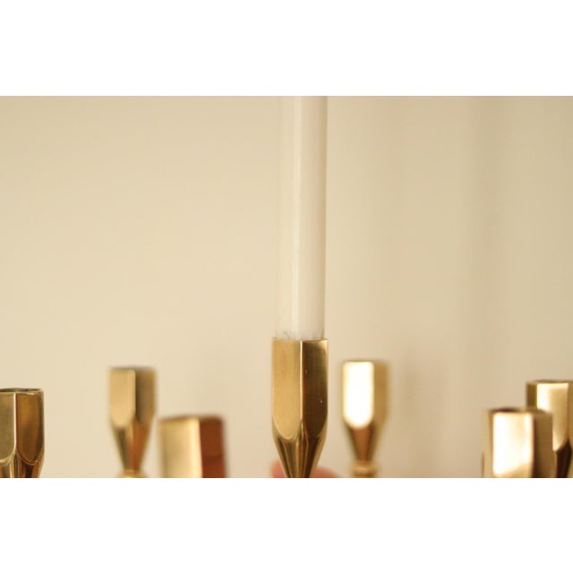 Mid-Century Modern Vintage Swedish Brass 7-Arm Candelabra from Gusum For Sale - Image 3 of 18