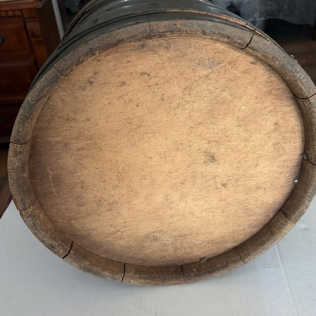 Green Muted Green Antique Firkin Storage Box W/Lid For Sale - Image 8 of 10