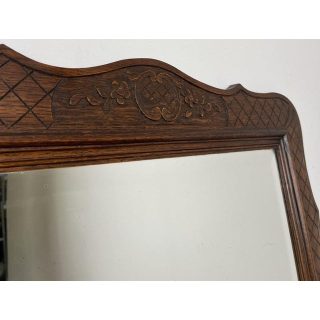 Antique French Louis Oak Wall Mirror and Console Table, Set of 2 For Sale - Image 16 of 18
