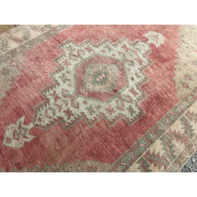 1960s Handmade Faded Pastel Rug For Sale - Image 9 of 11