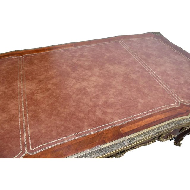 Leather Top Large Fine 20th C French Bureau Plat. Writing Desk. For Sale In West Palm - Image 6 of 6