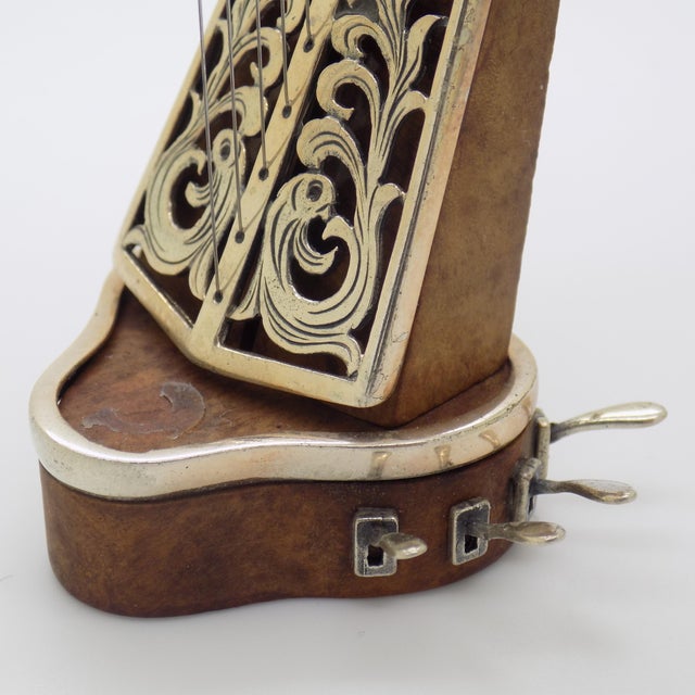 1980s Vintage Italian Harp Figurine in Wood and Silver 800 by Sacchetti, 1980s For Sale - Image 5 of 12