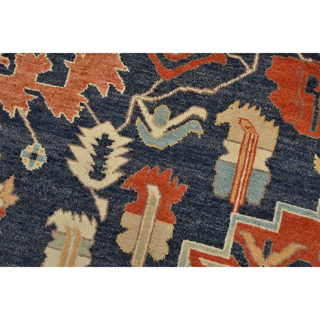 Heriz Rug 9’10” X 13’11” Orange Wool Traditional Hand-Knotted Carpet For Sale - Image 4 of 15