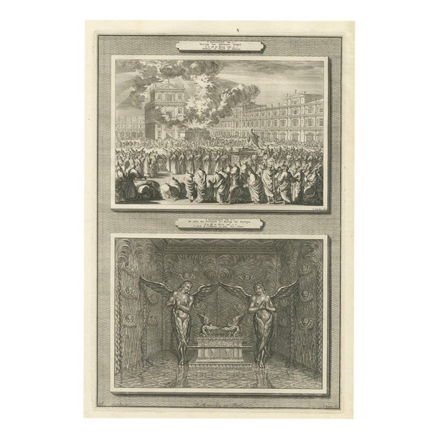 Pieter Mortier, Dedication of Solomon's Temple and the Ark of the Covenant, 1700, Engraving For Sale