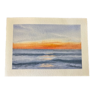 Original Watercolor Seascape “Sunset at Coquina Beach”