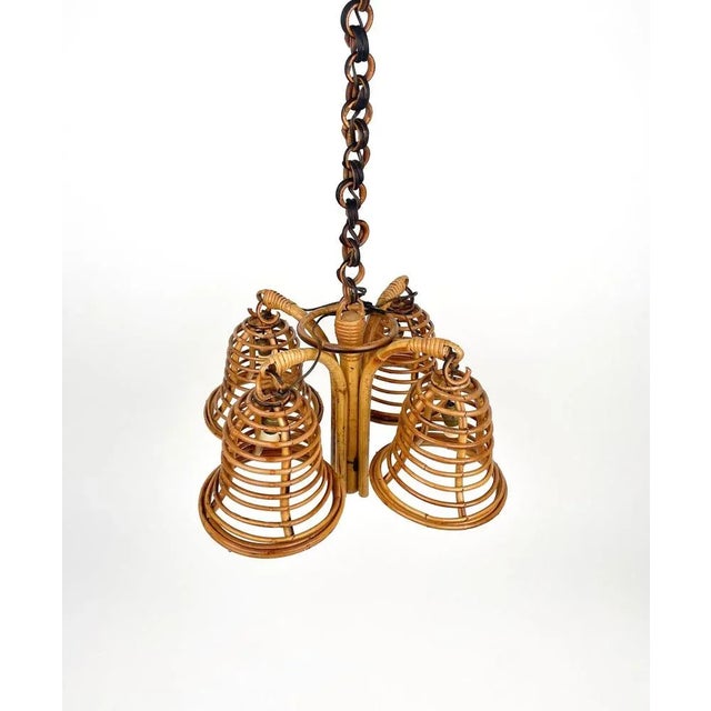 Rattan & Bamboo Pendant in the style of Louis Sognot, Italy, 1960s For Sale - Image 3 of 10