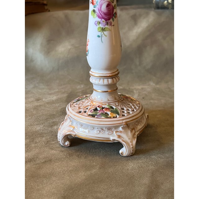 Late 19th Century Dresden Porcelain Rococo Revival Handpainted Single Candleholder For Sale - Image 10 of 10