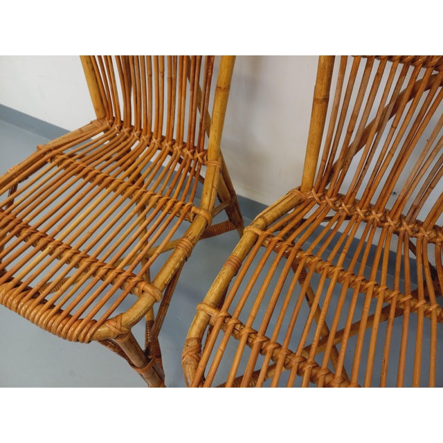 Vintage Rattan Chairs by Adrien Audoux & Frida Minet, 1960s, Set of 4 For Sale - Image 6 of 18