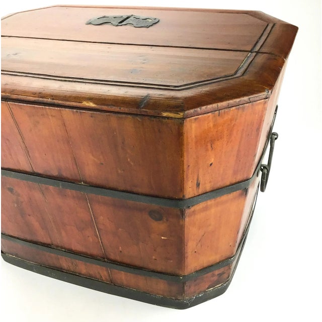 Wood Large Wooden Antique Chinese Wedding or Money Chest Trunk For Sale - Image 7 of 12