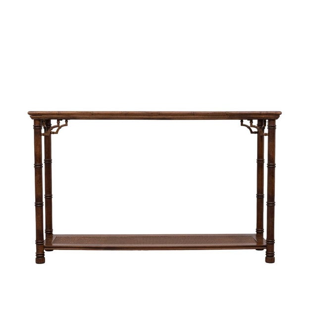 Chippendale Chinese Console Table in Faux Bamboo, 1970s For Sale - Image 3 of 11
