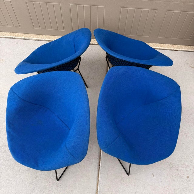 Royal Blue Set of Four Harry Bertoia Diamond Chairs for Knoll For Sale - Image 8 of 11