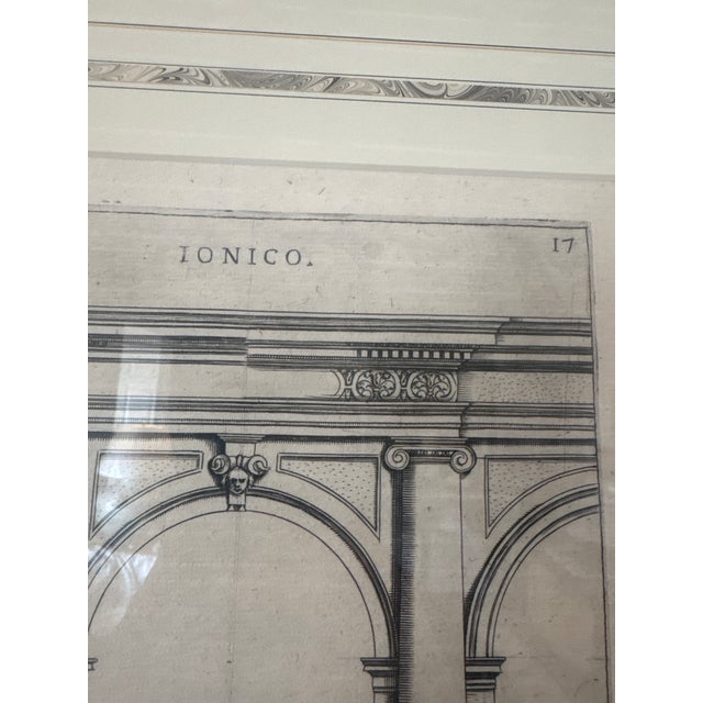 Late 18th Century Antique Italian Architectural Engravings – Ionic & Corinthian Orders – Framed Pair For Sale - Image 5 of 6
