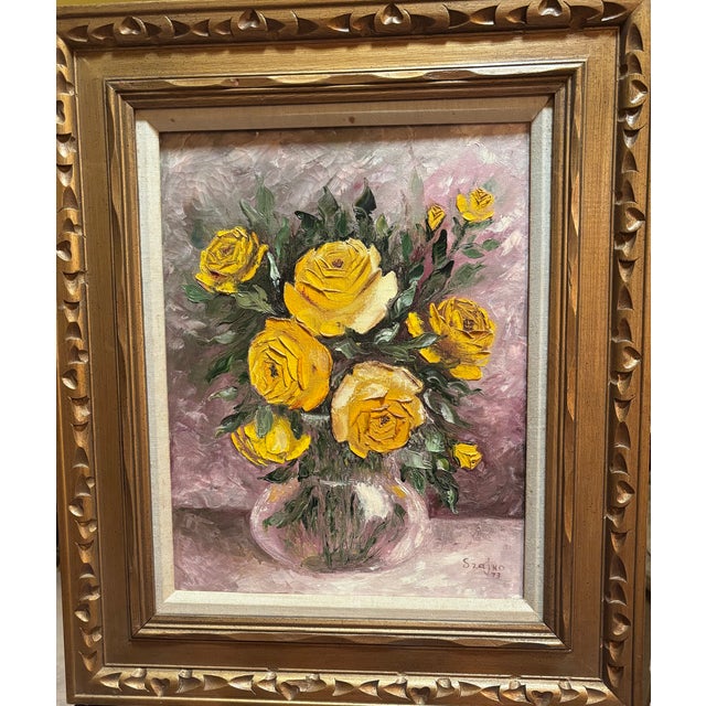 Original Istvan Szajko Oil Painting – Signed “Szajko 73” – Vintage Floral Still Life Beautiful vintage floral still-life...