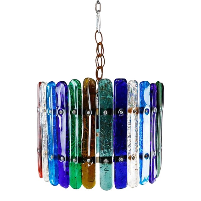 1970s Feders Hand Blown Glass Chandelier For Sale
