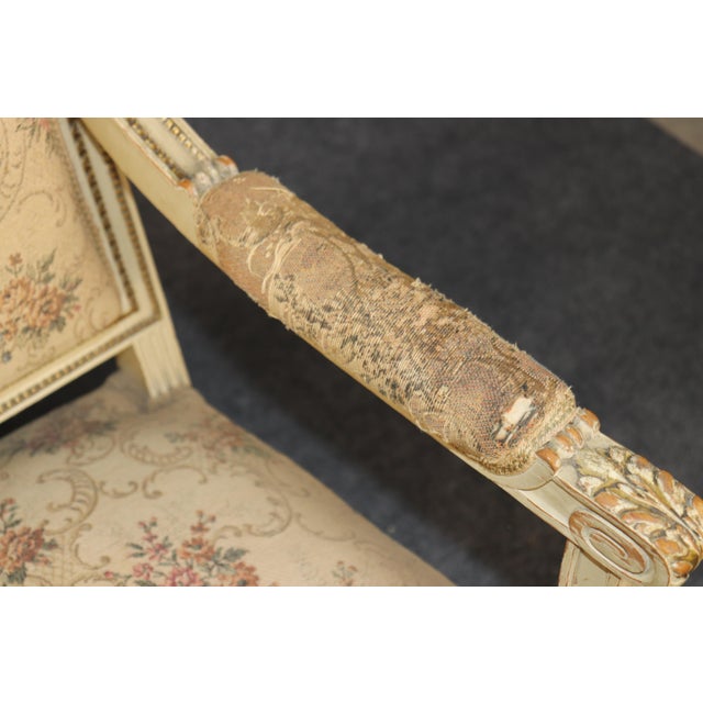 Pair French Louis XVI Style Parcel Gilt Armchairs For Sale In Philadelphia - Image 6 of 11