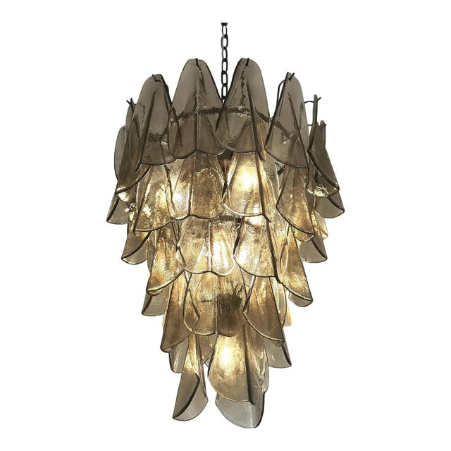 Smoked Fumé Murano Glass “Rondini” Cascade Chandelier, Modern Venetian Design For Sale - Image 6 of 9