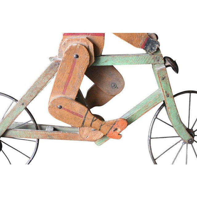 Early 20th Century Articulated Cyclist Toy Belgian Folk Art For Sale - Image 4 of 8