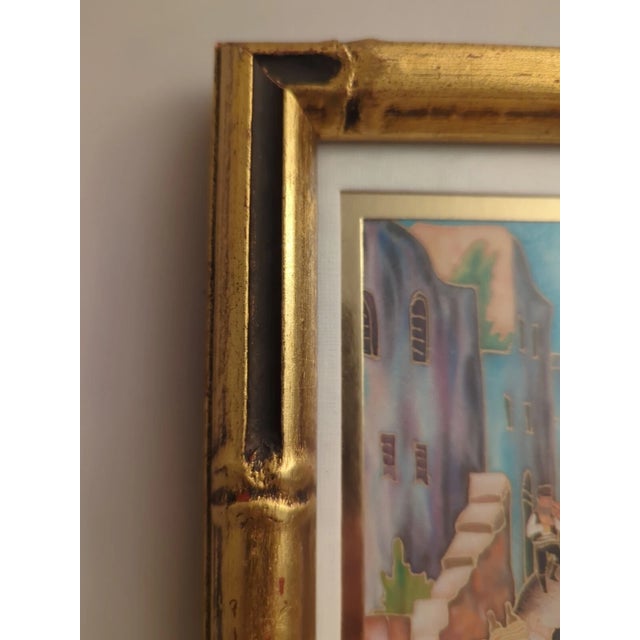 Late 20th Century Painting on Silk Signed by Lavi Zion "Simhat Torah Dancing Hassidim" 8.25"x6.25" For Sale - Image 11 of 17