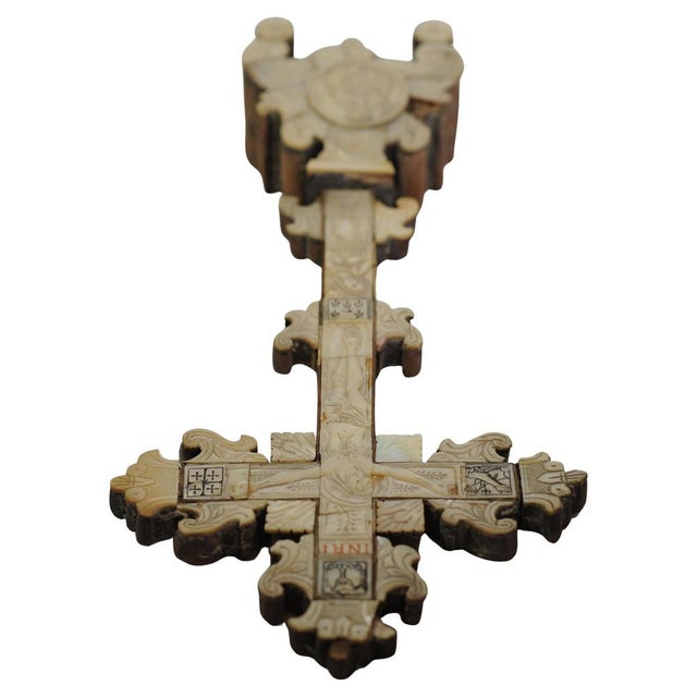 19th Century Olive Wood Crucifix Altar Cross For Sale - Image 7 of 15
