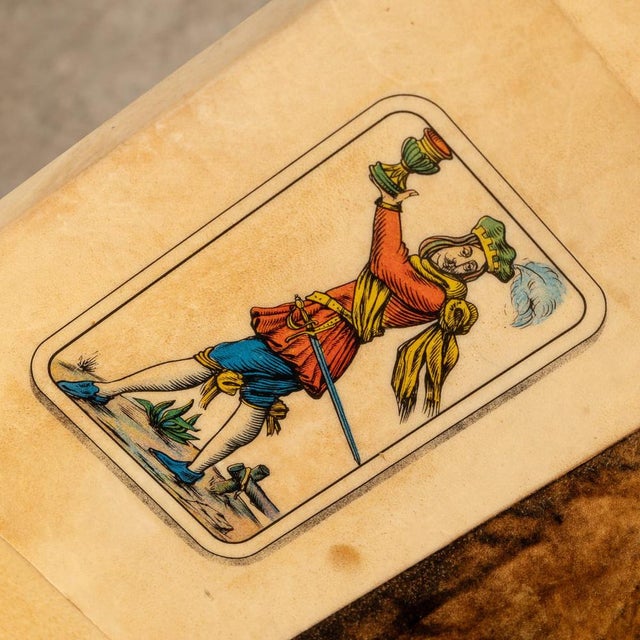 Italian Dining or Games Table and Chairs with Playing Cards Motif by Aldo Tura, 1960s, Set of 5 For Sale - Image 18 of 18