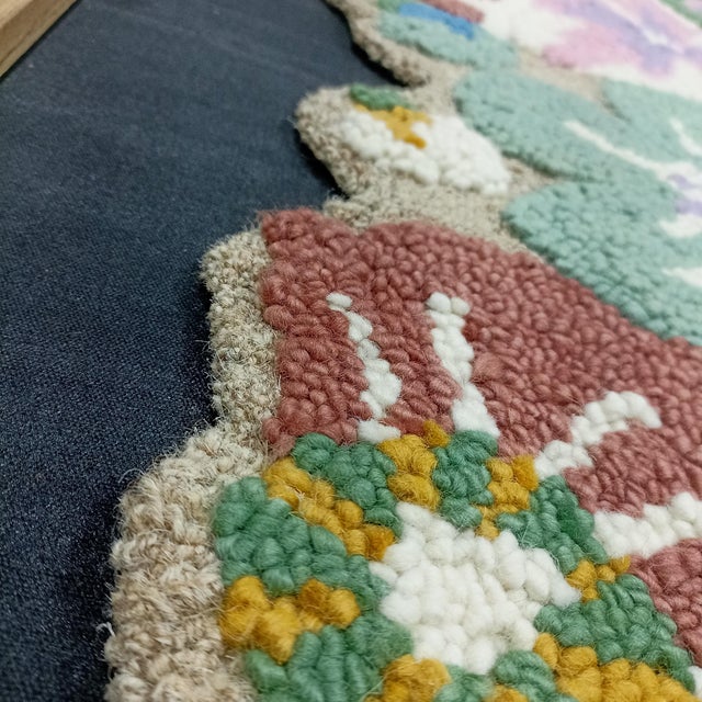 Hand-Tufted Floral Textile Wall Art in Natural Wood Frame / Size 26" X 38" For Sale - Image 11 of 14