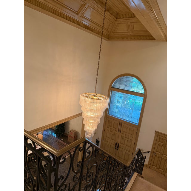 Mid-Century Modern Vintage Mid Century Modern Italian Murano Style Glass Chandelier For Sale - Image 3 of 9
