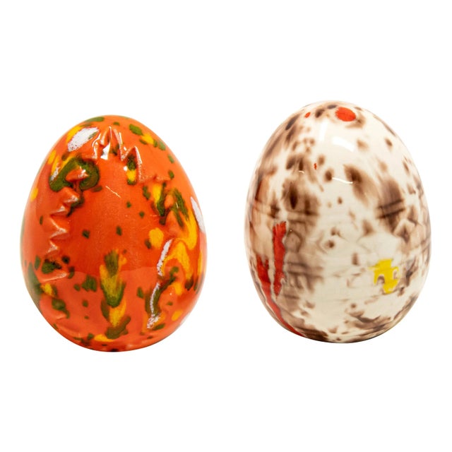 Mid 20th Century Ceramic Glazed Eggs- Set of 2 For Sale - Image 10 of 10
