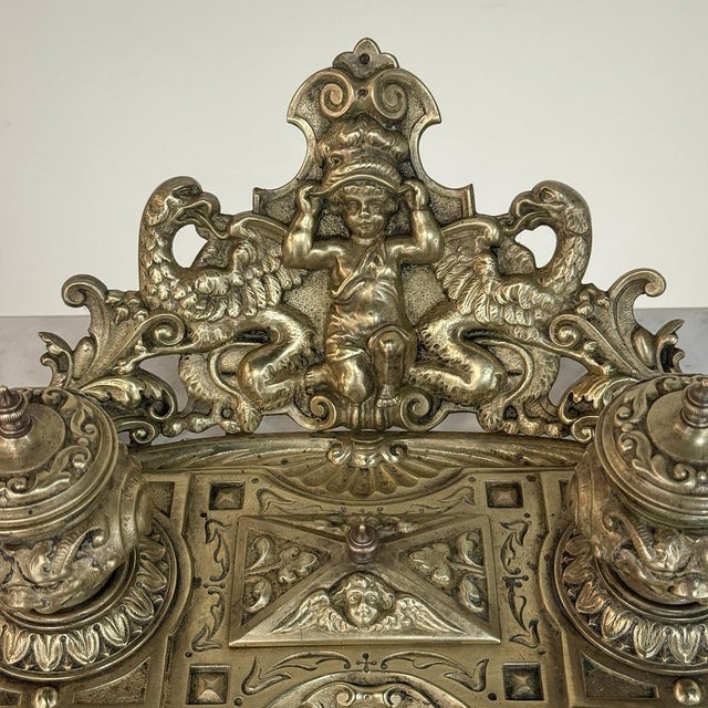 19th Century French Bronze Double Inkwell in Renaissance Revival Style For Sale - Image 12 of 18