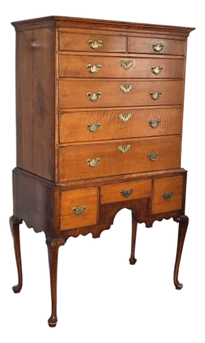 Original Antique 18th Century Massachusetts Maple Queen Anne Highboy