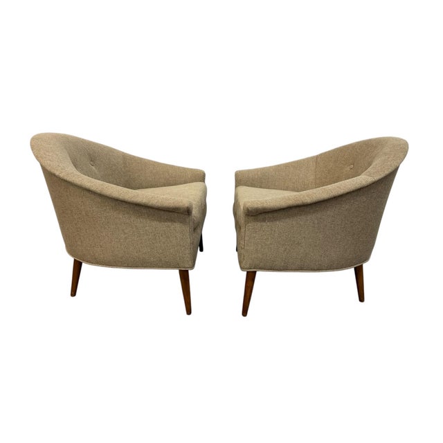 Paul McCobb Mid-Century Modern McCobb Style Barrel Arm Chairs - Reupholstered - Set of 2 For Sale - Image 4 of 9