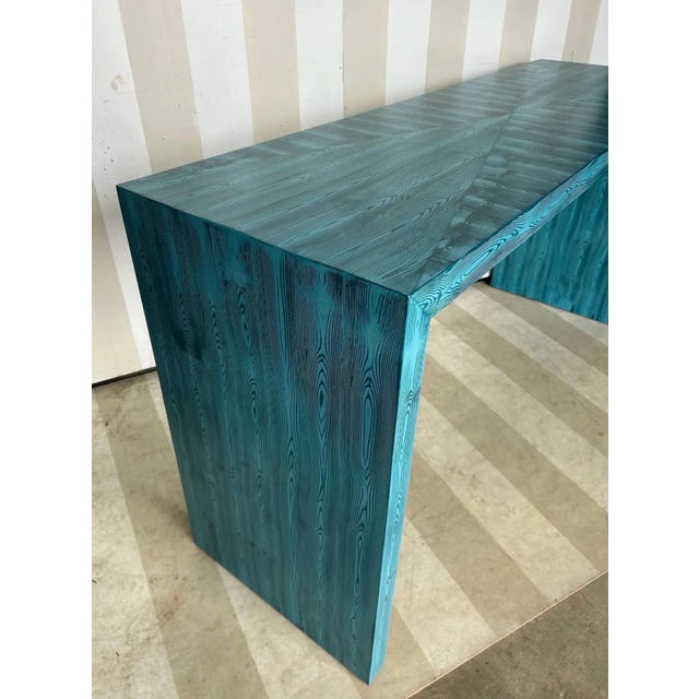 Not Yet Made - Made To Order Emily Waterfall Console Table by Fabulous Things in Absolute Blue Faux Bois For Sale - Image 5 of 6
