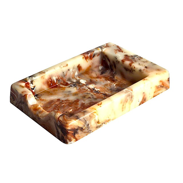 1970s Mid 20th Century Faux Onyx Resin Note Tray by Sunlight Industries For Sale - Image 5 of 14