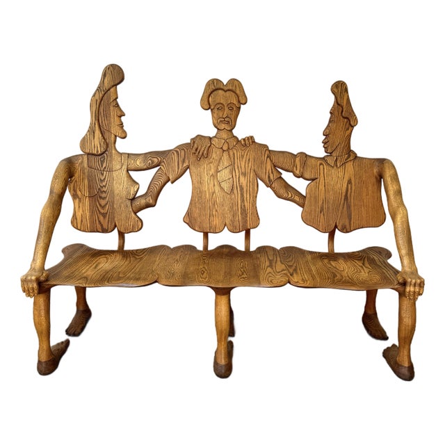 1980 Andrew Willner Three Person Bench/Signed and Dated For Sale