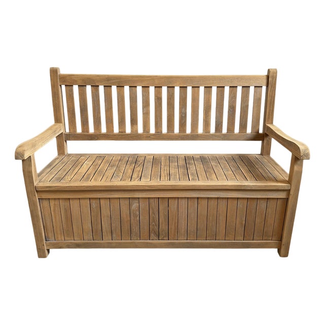 Outdoor Teak Storage Bench For Sale