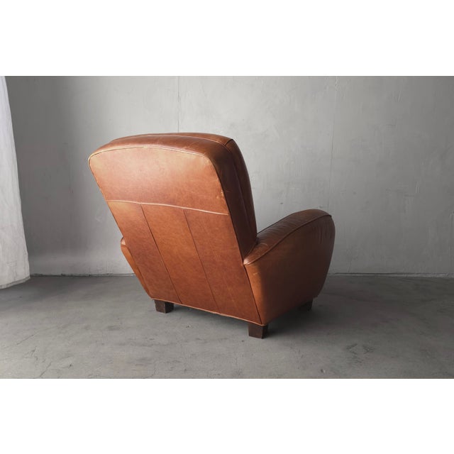 Animal Skin Art Deco European Style Patinated Leather Club Chair For Sale - Image 7 of 9