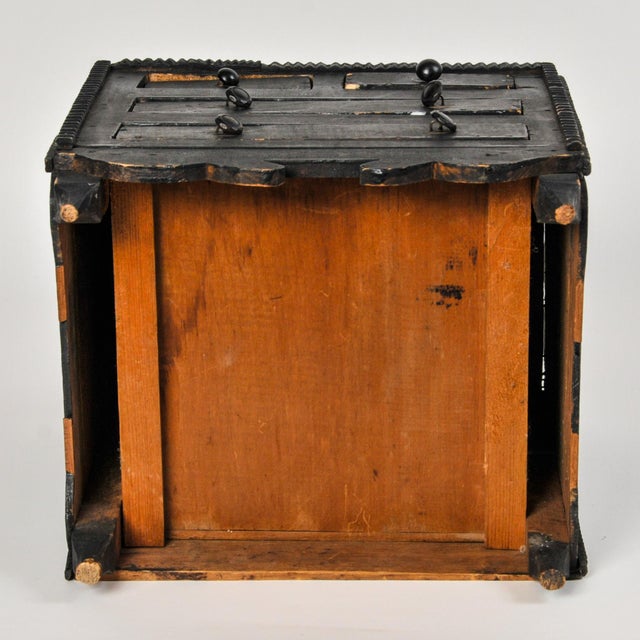 Early 20th Century Primitive Folk Art Jewelry Box Tabletop Chest of Drawers Tramp Art Detail For Sale - Image 9 of 17