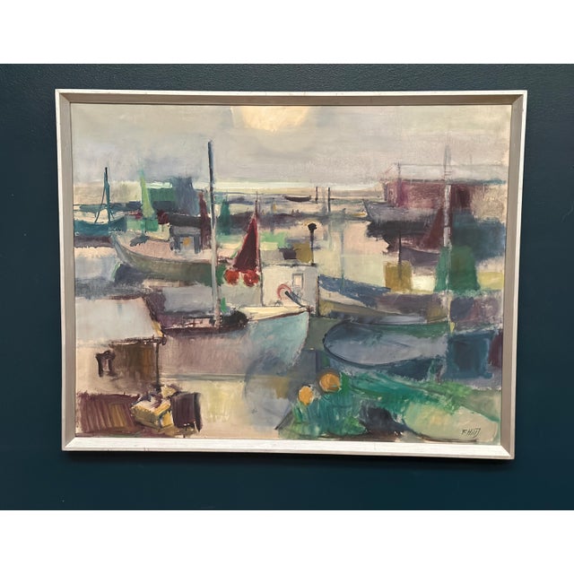 Finn Hillerup, Port, 1960s, Oil Painting on Canvas, Framed For Sale - Image 11 of 18