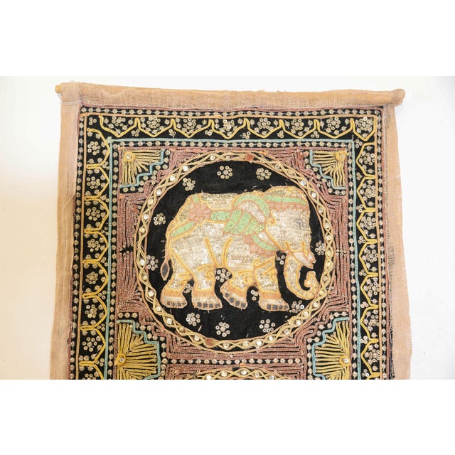 Vintage Burmese Kalaga Tapestry Circa 1960. Burmese Kalaga Elephant, Lion, Horse, Peacock and Turkey displayed on this...