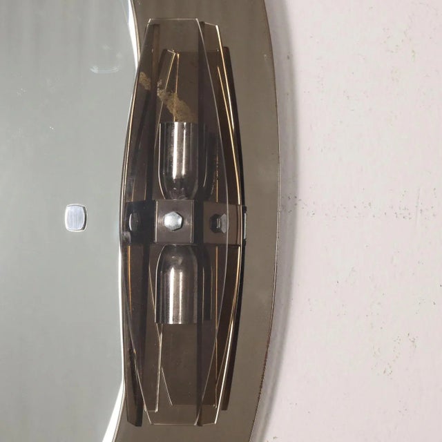 Vintage Wall Mirror with Wall Lamps in Glass, Italy, 1960s For Sale - Image 6 of 12