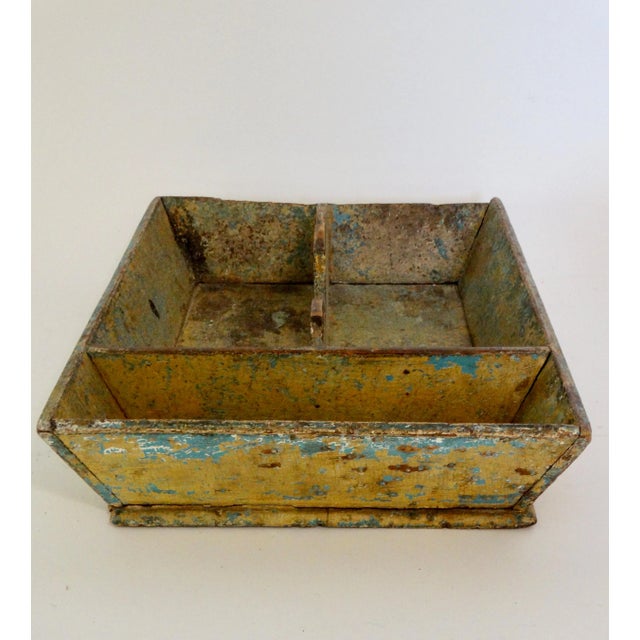 American Primitive Mustard Color Divided Cutlery Tray For Sale - Image 10 of 11