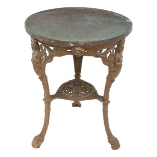 Late 19th Century English Pub Table With Copper Top and Cast Iron Base For Sale