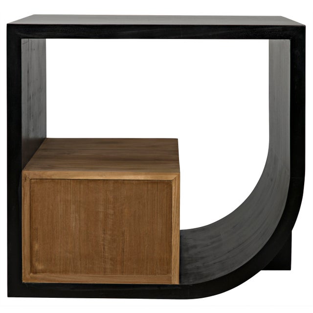 NOIR Burton Left Facing Side Table in Hand Rubbed Black and Teak For Sale - Image 10 of 11