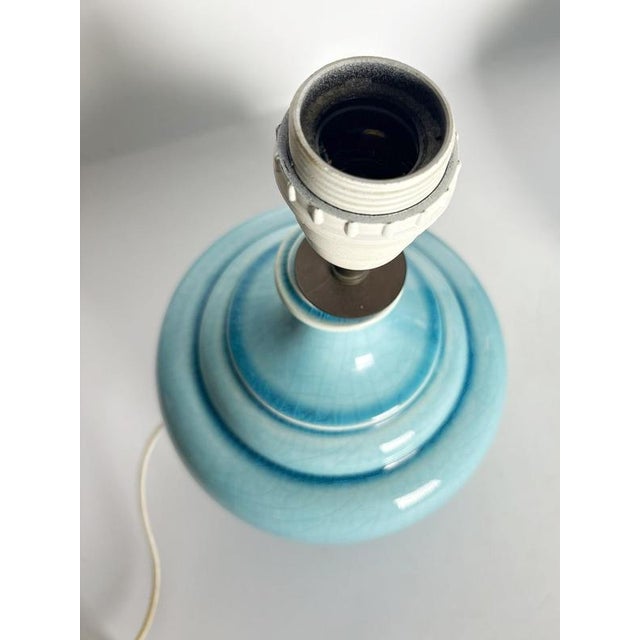 Vintage Blue Ceramic Table Lamps, France, 1970s, Set of 2 For Sale - Image 4 of 13