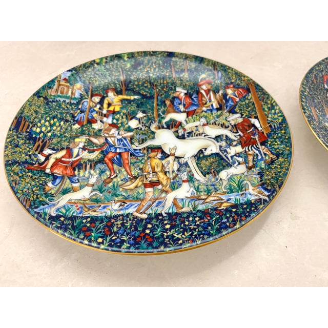 Gothic 1970s French Limoges La Chasse À La Licorne Limited Edition Haviland Plates, a Pair For Sale - Image 3 of 9