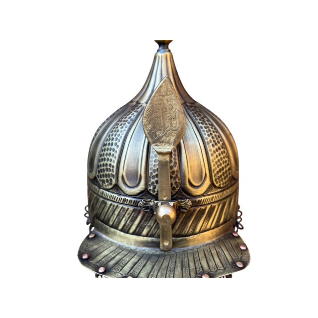Handcrafted Brass Tabletop Helmet For Sale In Los Angeles - Image 6 of 13